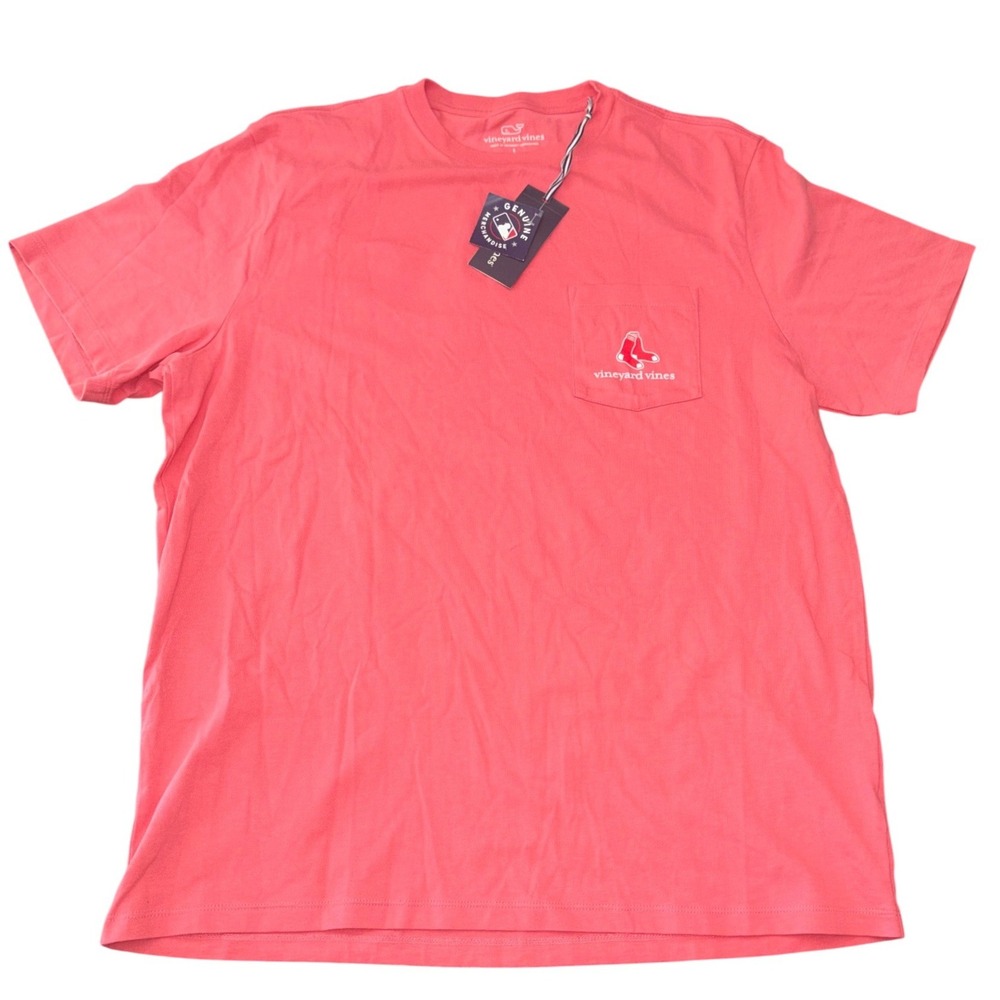 Vineyard Vines NWT T Shirt Mens L Jetty Red Boston Red Sox MLB Whale Pocket Tee